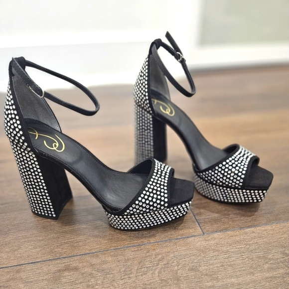 NIB 💎 Sam EDELMAN Nellie Glitz Platform Sandals- SIZE 9 - Picture 1 of 16